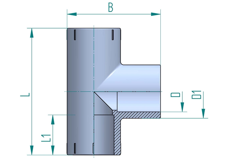PVC-U T Stück 3-fach Klebemuffe 20 – PVC-U Fitting für professionelle Rohrsysteme – Bild 2