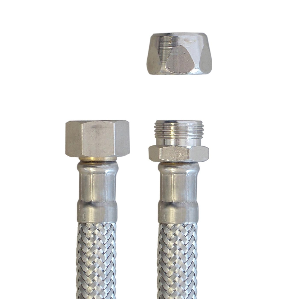 Flexschlauch 3/8"ÜM x 10mm Quetsch für Trinkwasser, DN08, Inliner HDPE, PN10, -15 bis 70°C, 15cm – Bild 4