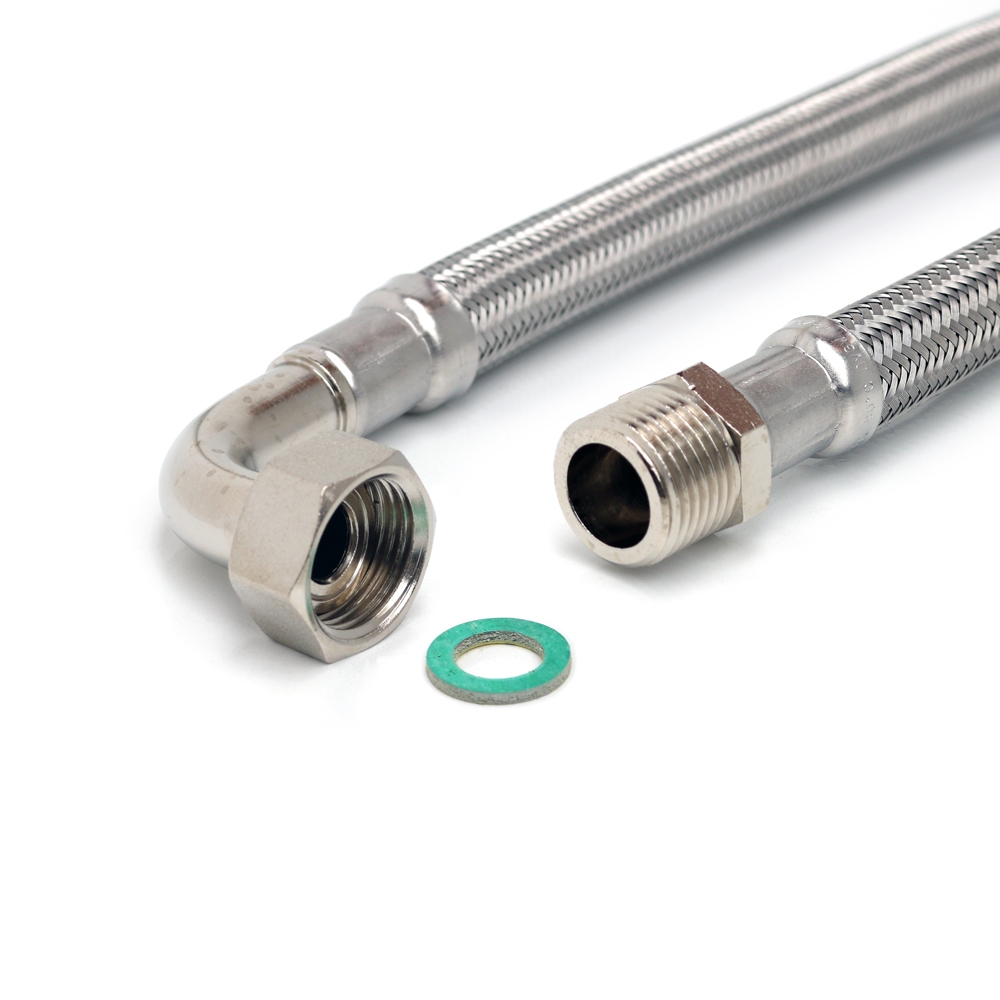 Flexschlauch 1/2"AG x 1/2"Bogen für Trinkwasser, DN13, Inliner HDPE, PN10, -15 bis 70°C