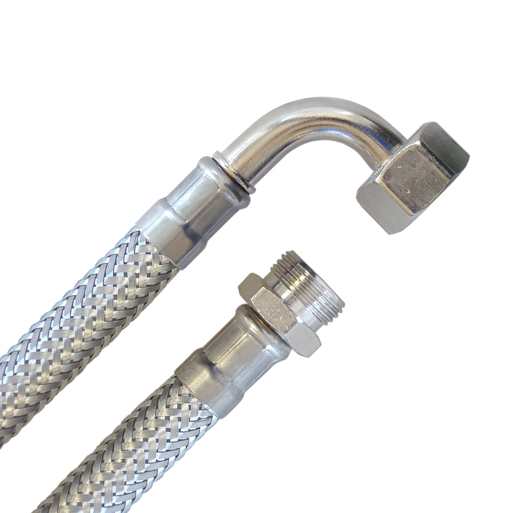 Flexschlauch 3/8"AG x 3/8"ÜM Bogen für Trinkwasser, DN08, Inliner HDPE, PN10, -15 bis 70°C, 10cm – Bild 2