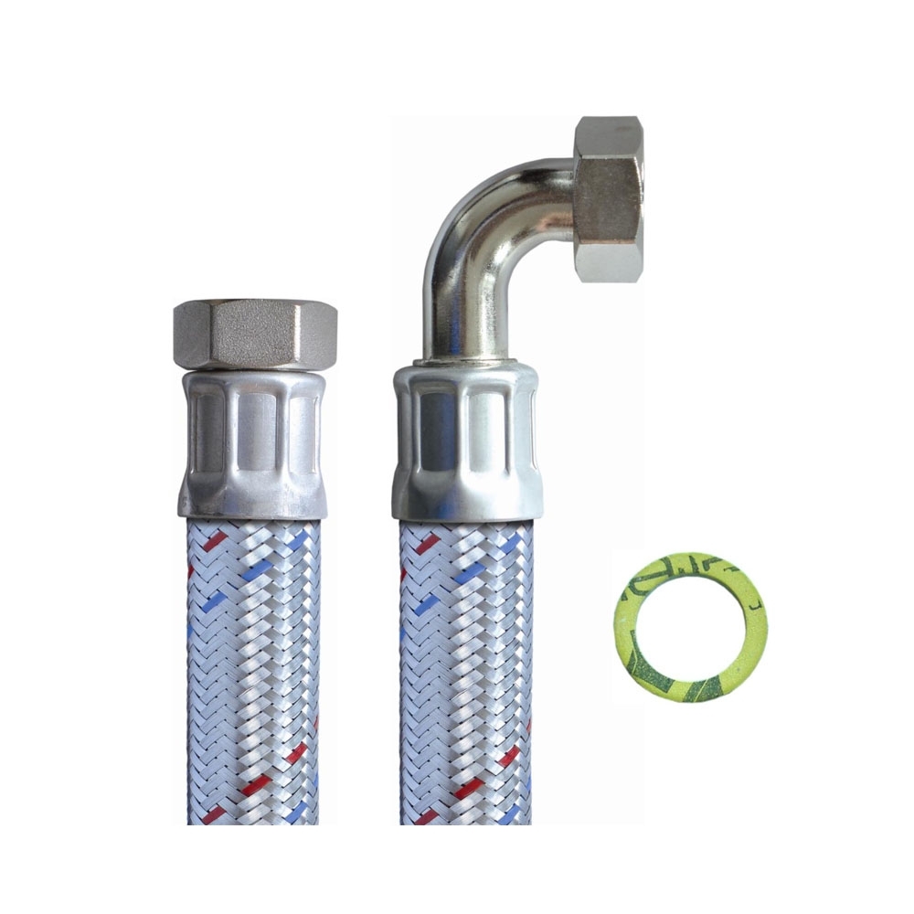 Flexschlauch 1"ÜM x 1"ÜM Bogen, DN25, Inliner EPDM, Geflecht verzinkt, PN10, -20 bis 90°C, 30cm – Bild 4